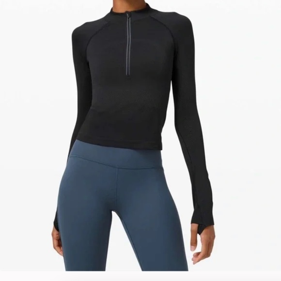 Lululemon Swiftly Tech 1/2 Zip 2.0 *Cool Black/Graphite Grey Size 8 - Picture 2 of 11
